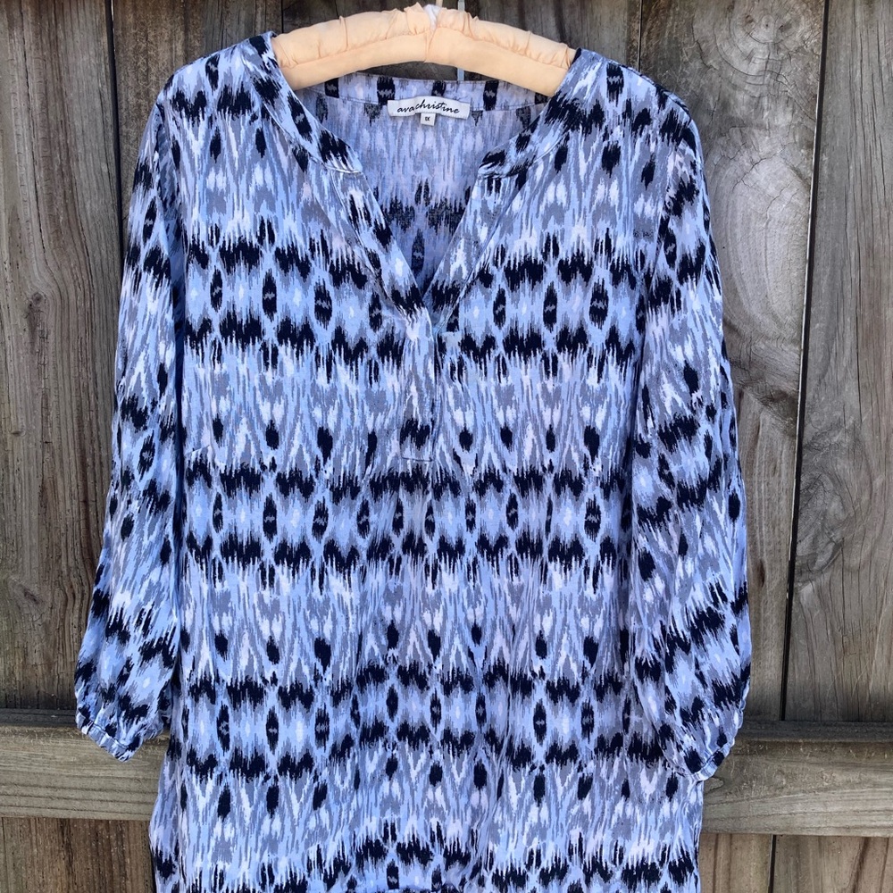 Ava Christine linen blend blouse